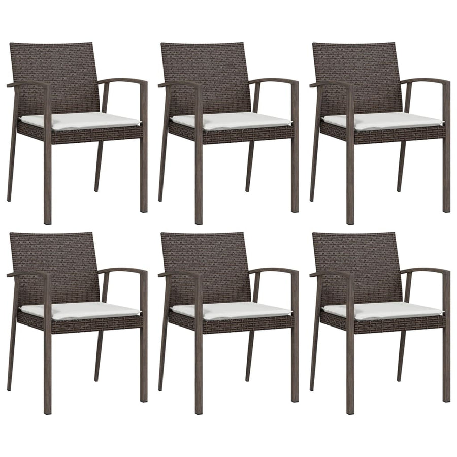 Garden Chairs with Cushions 6 pcs Brown 56.5x57x83 cm