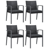 Garden Chairs with Cushions 4 pcs Black 56.5x57x83 cm Poly Rattan