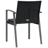 Garden Chairs with Cushions 4 pcs Black 56.5x57x83 cm Poly Rattan - Rear View