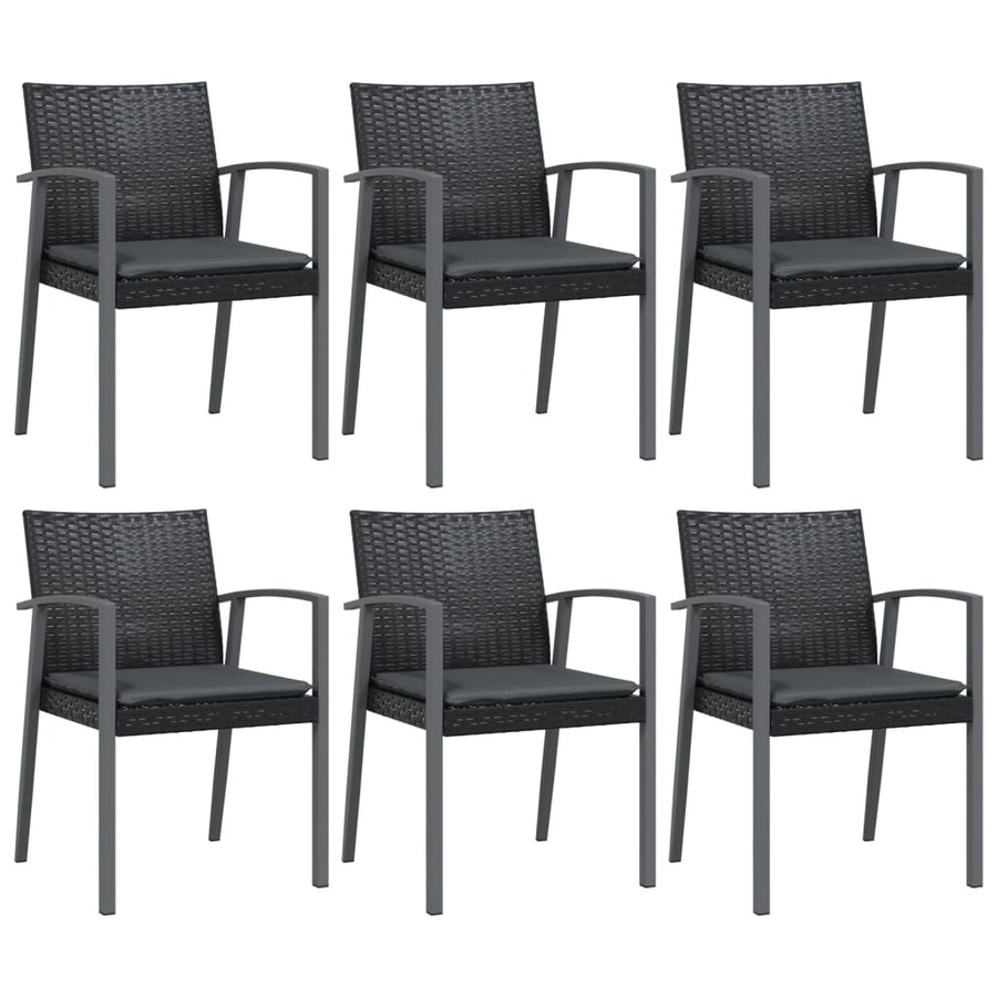 Garden Chairs with Cushions 6 pcs Black 56.5x57x83 cm