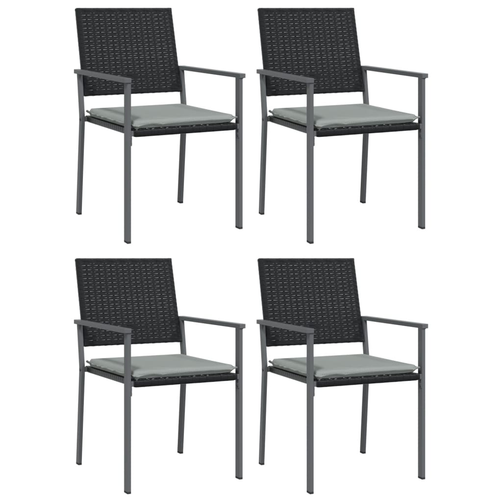 Garden Chairs with Cushions 4 pcs Black 54x62.5x89 cm Poly Rattan
