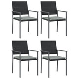 Garden Chairs with Cushions 4 pcs Black 54x62.5x89 cm Poly Rattan