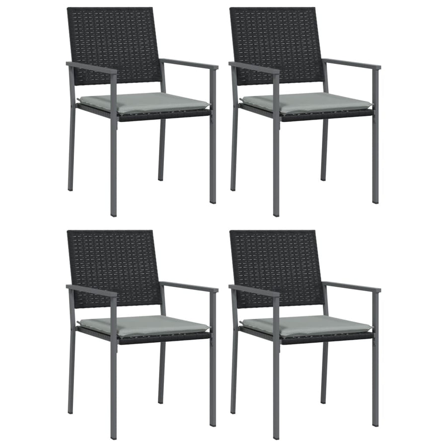 Garden Chairs with Cushions 4 pcs Black 54x62.5x89 cm