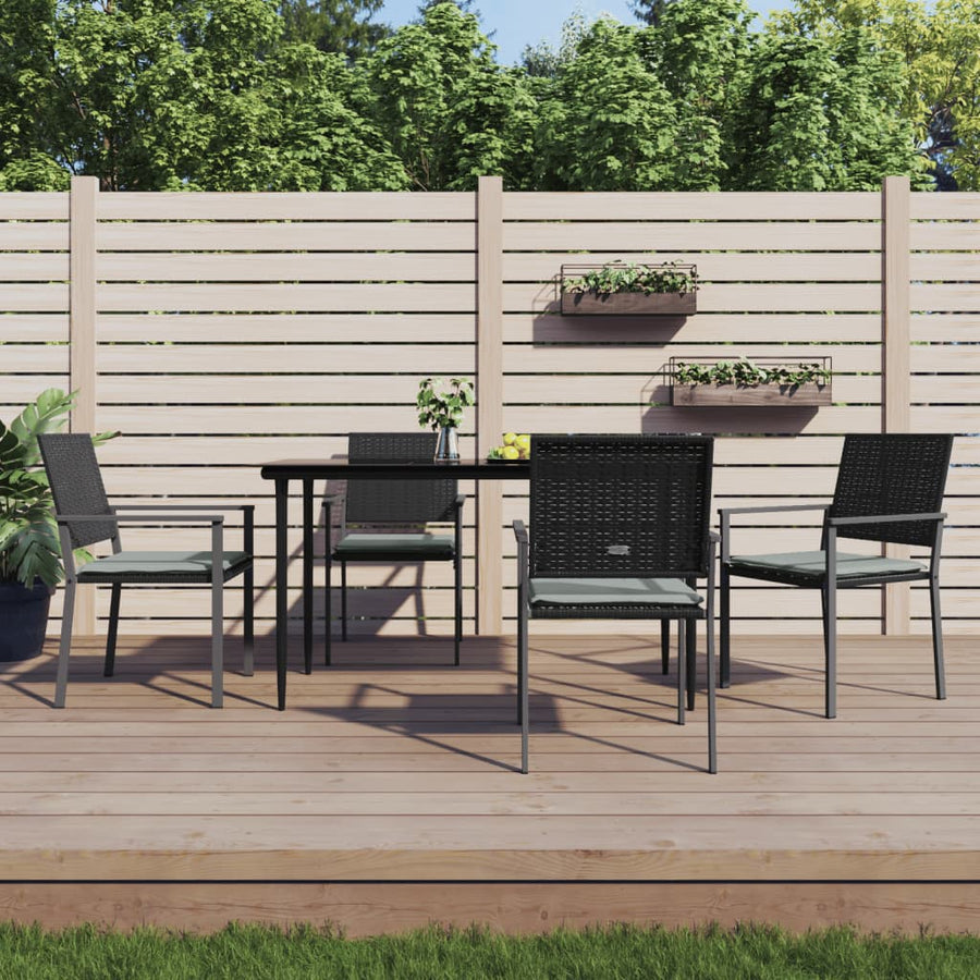 Garden Chairs with Cushions 4 pcs Black 54x62.5x89 cm