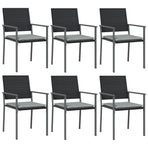 Garden Chairs with Cushions 6 pcs Black 54x62.5x89 cm