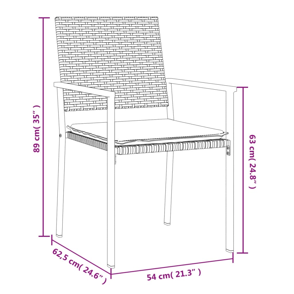 Garden Chairs with Cushions 6 pcs Black 54x62.5x89 cm Poly Rattan