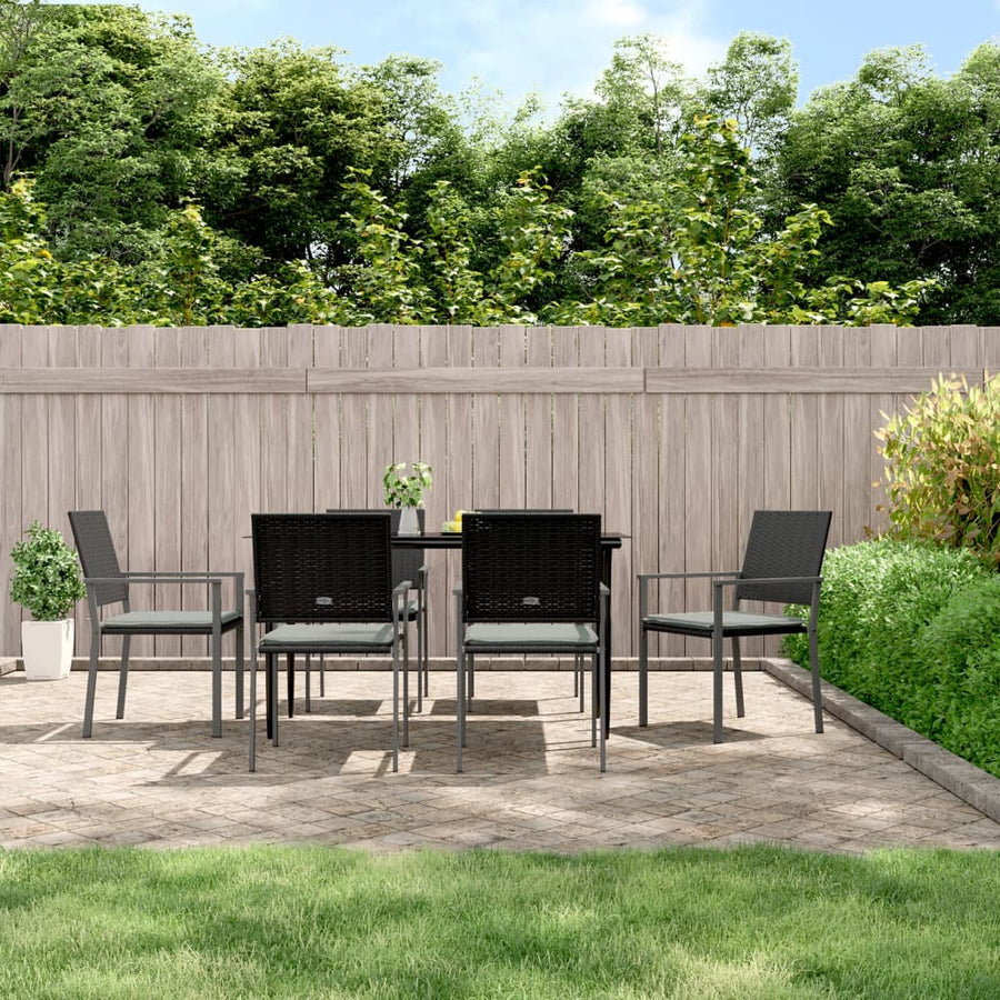Garden Chairs with Cushions 6 pcs Black 54x62.5x89 cm