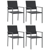Garden Chairs 4 pcs Black 54x62.5x89 cm Poly Rattan - Front View