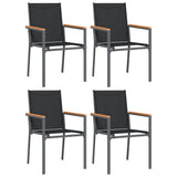 Garden Chairs 4 pcs Black 55x61.5x90 cm Textilene and Steel - Front View
