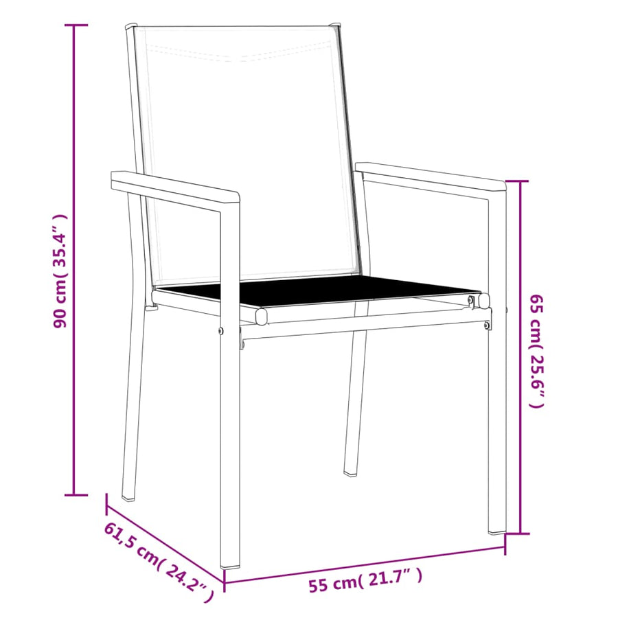 Garden Chairs 4 pcs Black 55x61.5x90 cm Textilene and Steel