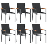 Garden Chairs 6 pcs Black 55x61.5x90 cm Textilene and Steel - Front View
