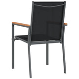 Garden Chairs 6 pcs Black 55x61.5x90 cm Textilene and Steel - Rear View