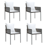 Garden Chairs with Cushions 4 pcs Brown 54x61x83 cm Poly Rattan - Front View