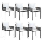 Garden Chairs with Cushions 6 pcs Brown 54x61x83 cm Poly Rattan - Front View