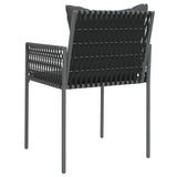 Garden Chairs with Cushions 4 pcs Black 54x61x83 cm Poly Rattan - Rear View