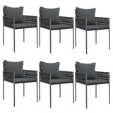Garden Chairs with Cushions 6 pcs Black 54x61x83 cm Poly Rattan - Front View