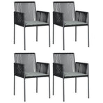 Garden Chairs with Cushions 4 pcs Black 54x60.5x83.5 cm