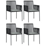 Garden Chairs with Cushions 4 pcs Black 54x60.5x83.5 cm Poly Rattan - Front View