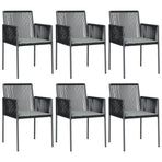 Garden Chairs with Cushions 6 pcs Black 54x60.5x83.5 cm