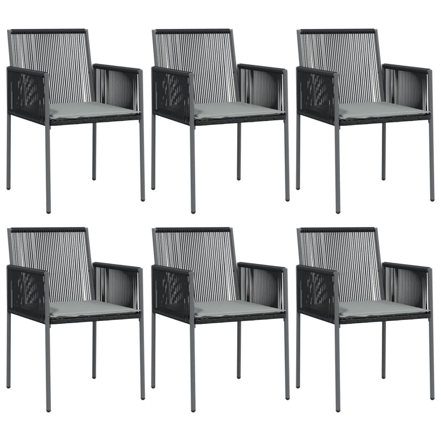 Garden Chairs with Cushions 6 pcs Black 54x60.5x83.5 cm