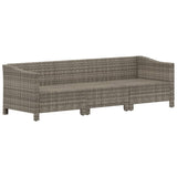 3 Piece Garden Lounge Set with Cushions Grey Poly Rattan - Top-Down View