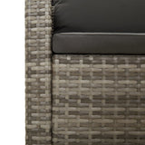3 Piece Garden Lounge Set with Cushions Grey Poly Rattan - Close-Up Angle