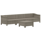 5 Piece Garden Lounge Set with Cushions Grey Poly Rattan - Top-Down View