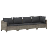 5 Piece Garden Lounge Set with Cushions Grey Poly Rattan - 45-Degree Angle