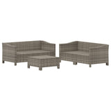 5 Piece Garden Lounge Set with Cushions Grey Poly Rattan - Top-Down View