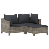 5 Piece Garden Lounge Set with Cushions Grey Poly Rattan - Rear View