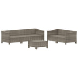6 Piece Garden Lounge Set with Cushions Grey Poly Rattan - Top-Down View