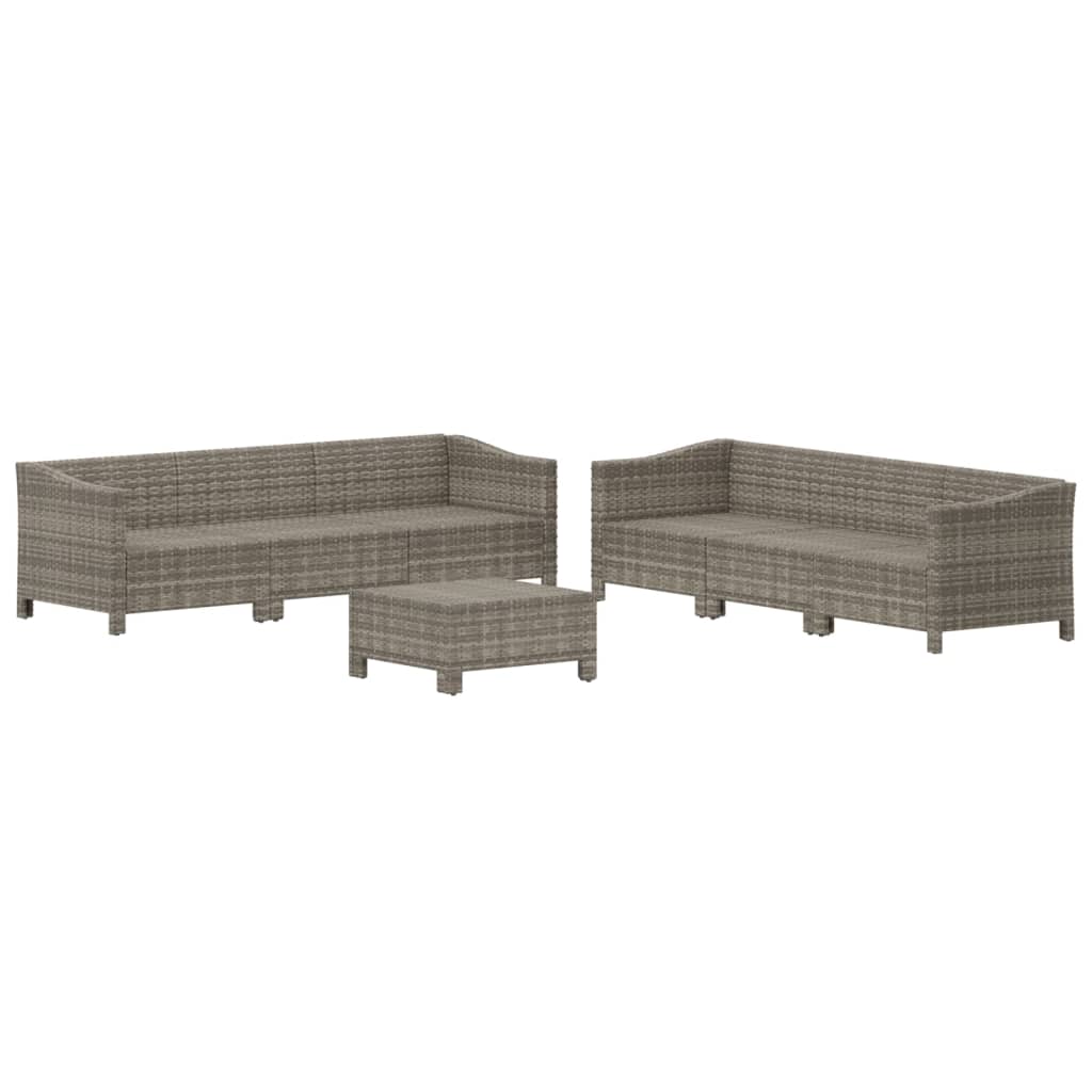 7 Piece Garden Lounge Set with Cushions Grey Poly Rattan