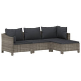 7 Piece Garden Lounge Set with Cushions Grey Poly Rattan