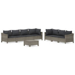 8 Piece Garden Lounge Set with Cushions Grey Poly Rattan