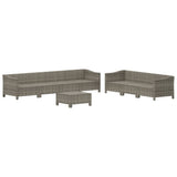 8 Piece Garden Lounge Set with Cushions Grey Poly Rattan