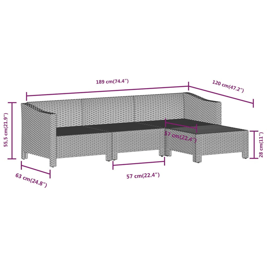 8 Piece Garden Lounge Set with Cushions Grey Poly Rattan