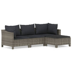 4 Piece Garden Lounge Set with Cushions Grey Poly Rattan