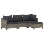 4 Piece Garden Lounge Set with Cushions Grey Poly Rattan