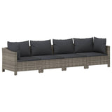 5 Piece Garden Lounge Set with Cushions Grey Poly Rattan - 45-Degree Angle