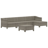 6 Piece Garden Lounge Set with Cushions Grey Poly Rattan - Top-Down View