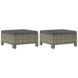 6 Piece Garden Lounge Set with Cushions Grey Poly Rattan - Rear View