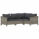 5 Piece Garden Lounge Set with Cushions Grey Poly Rattan - 45-Degree Angle