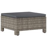 5 Piece Garden Lounge Set with Cushions Grey Poly Rattan - Rear View