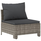 5 Piece Garden Lounge Set with Cushions Grey Poly Rattan - Rear View
