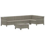 6 Piece Garden Lounge Set with Cushions Grey Poly Rattan