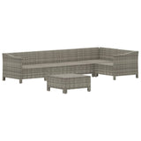 6 Piece Garden Lounge Set with Cushions Grey Poly Rattan - Top-Down View