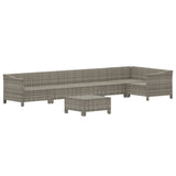 7 Piece Garden Lounge Set with Cushions Grey Poly Rattan