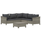 6 Piece Garden Lounge Set with Cushions Grey Poly Rattan - Side View