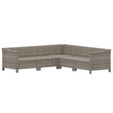 5 Piece Garden Lounge Set with Cushions Grey Poly Rattan - Side View