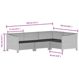 5 Piece Garden Lounge Set with Cushions Grey Poly Rattan - Rear View